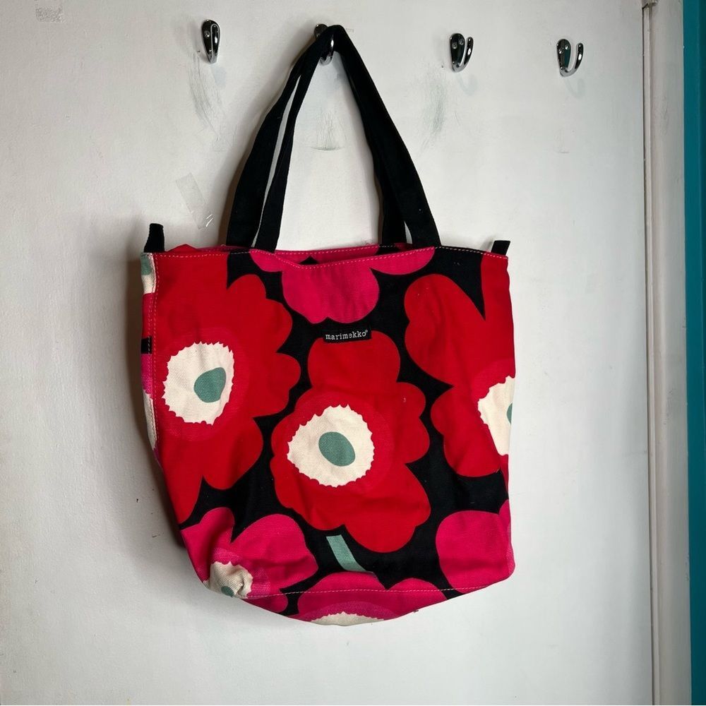 Marimekko for Avon breast cancer crusade canvas tote bag bold flower print